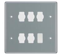 BG Metal Clad 6 Gang Light Switch 5x LED Dimmer 1x 2 Way Custom Switch