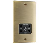 BG NAB20B Nexus Metal Dual Voltage Shaver Socket/Black - Antique Brass