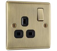 BG NAB21B Nexus Metal Single Socket 13A /Black Insert - Antique Brass
