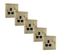 BG NAB21Bx5 Nexus Metal Single Socket 13A /Black Insert - Antique Brass (5 Pack)