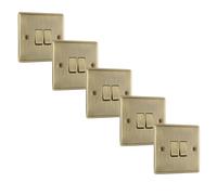 BG NAB42x5 Nexus Metal 20A 16AX 2 Way Double Light Switch - Antique Brass (5 Pack)