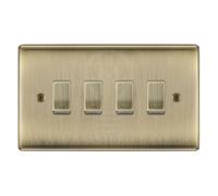 BG NAB4GA Antique Brass 4 Gang Engraved Custom Labelled Appliance Grid Switch