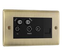 BG NAB69 Nexus Metal | Antique Brass | Quadplex 2x Satellite BT and Co-Axial Socket