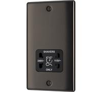 Bg Nbn20B Double Raised Slim Screwed Shaver Socket Gloss Black Nickel Effect