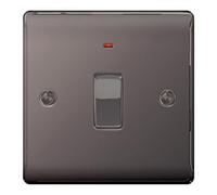 BG NBN31-01 BG Black Nickel 20A 1 Gang Double Pole Switch with Neon