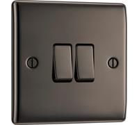 BG NBN42 Nexus Metal 20A 16AX 2 Way Double Light Switch - Black Nickel