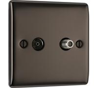 BG NBN65 Nexus Metal 2 Gang Satellite & Co-axial Socket - Black Nickel