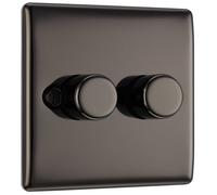 BG NBN82 Nexus Metal 2-Way Double Trailing Edge Dimmer Push On/Off - Black Nickel