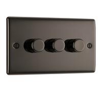 BG NBN83 Nexus Metal 2-Way Triple Trailing Edge Dimmer Push On/Off - Black Nickel