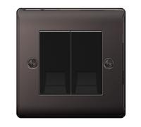 BG NBNBTS2 Nexus Metal Double Slave Telephone Socket - Black Nickel