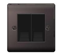 BG NBNRJ112 Nexus Metal RJ11 Double Data Outlet Socket - Black Nickel