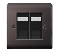 BG NBNRJ452 Nexus Metal RJ45 Double Data Outlet Socket - Black Nickel