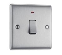 British General Wall Switch NBS31 Nexus Metal – Single, Double-pole, LED, Brushed Steel 20A