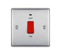 Bg Nbs74 Nexus Metal Brushed Steel 1G Dp Cooker Switch With Neon 45A
