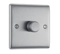 BG NBS81 Nexus Metal 2-Way Single Trailing Edge Dimmer Push On/Off - Brushed Steel