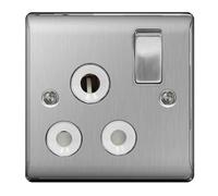 BG NBS99W Nexus Metal 15A Switched Socket - White Insert - Brushed Steel