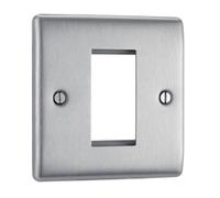 BG NBSEMS1 Nexus Metal Single Euro Module Faceplate - Brushed Steel