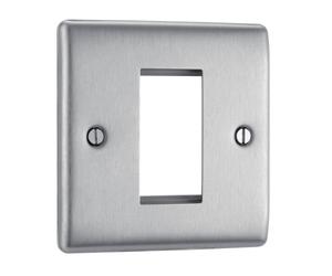 BG NBSEMS1 Nexus Metal Single Euro Module Faceplate - Brushed Steel