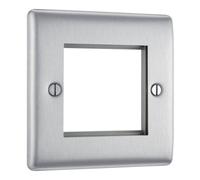 BG NBSEMS2 Nexus Metal Twin Euro Module Faceplate - Brushed Steel