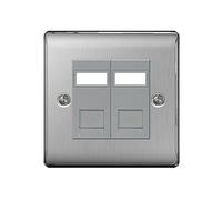 BG Electrical RJ45 Double Data Outlet, Brushed Steel,70516RE