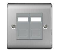 BG NBSRJ452 Nexus Metal RJ45 Double Data Outlet Socket - Brushed Steel