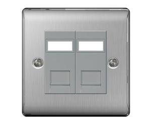 BG NBSRJ452 Nexus Metal RJ45 Double Data Outlet Socket - Brushed Steel