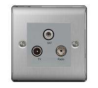 BG Nexus 55" Metal Triplex TV/FM/Sat-Screened Brushed Steel
