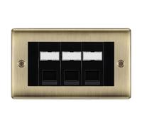 BG Nexus Antique Brass 3 Gang RJ45 Cat5e Data Socket Black Inserts NABRJ453C5EB