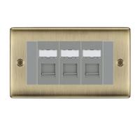 BG Nexus Antique Brass 3 Gang RJ45 CAT6 Data Socket Outlet, IDC Type NABRJ453G