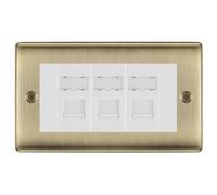 BG Nexus Antique Brass 3 Gang RJ45 CAT6 Data Socket Outlet, IDC Type NABRJ453W