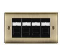 BG Nexus Antique Brass 4 Gang RJ45 CAT6 Data Socket Outlet, IDC Type NABRJ454B