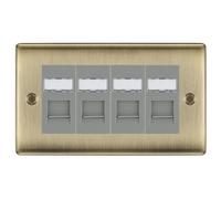 BG Nexus Antique Brass 4 Gang RJ45 CAT6 Data Socket Outlet, IDC Type NABRJ454G