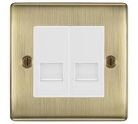 BG Nexus Antique Brass Double RJ11 Telephone Socket NABRJ112 - White Insert