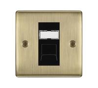 BG Nexus Antique Brass Single 1 Gang RJ45 Data Socket Black Insert NABRJ451B