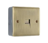 BG Nexus Antique Brass Single Slave Telephone Socket with Surface Pattress Back Box