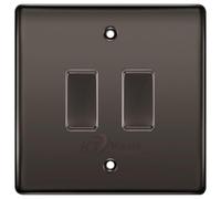 BG Nexus Black Nickel 2 Gang Intermediate Light Switch Custom Grid Switch