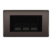 BG Nexus Black Nickel 3 Gang IDC Secondary Telephone Socket - Black Insert