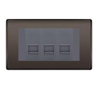BG Nexus Black Nickel 3 Gang IDC Secondary Telephone Socket - Grey Insert