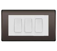 BG Nexus Black Nickel 3G Switch 1x Intermediate 2x 2 Way Switch - White Insert