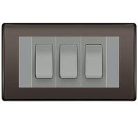 BG Nexus Black Nickel 3G Switch 2X Intermediate 1X 2 Way Switch - Grey Insert