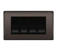 BG Nexus Black Nickel 4 Gang IDC Secondary Telephone Socket - Black Insert