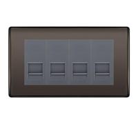 BG Nexus Black Nickel 4 Gang IDC Secondary Telephone Socket - Grey Insert