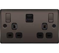 BG Nexus Black Nickel USB Double Socket Type A & C 12W 22W 45W Black inserts