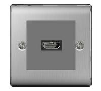 BG Nexus Brushed Steel HDMI Socket Satin Chrome Grey insert EMHDMIG NBSEMS2