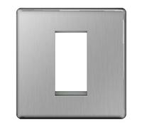 BG Nexus Brushed Steel Screwless 1G Euro Module Plate FBSEMS1