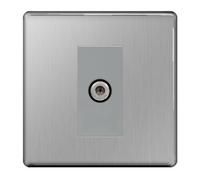 BG Nexus Brushed Steel Screwless Satellite Socket FBS64