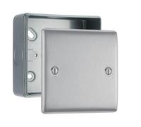BG Nexus Brushed Steel Single Blanking Plate with Surface Pattress Back Box