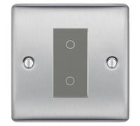 BG Nexus Brushed Steel Single Master Touch Dimmer Switch - Grey Insert