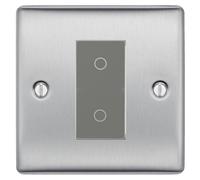 BG Nexus Brushed Steel Single Secondary Touch Dimmer Switch - Grey Insert
