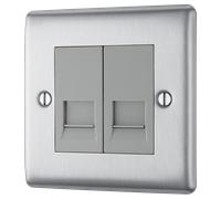 BG Nexus Brushed Steel Switches & Sockets Full Range Satin Chrome Black Inserts